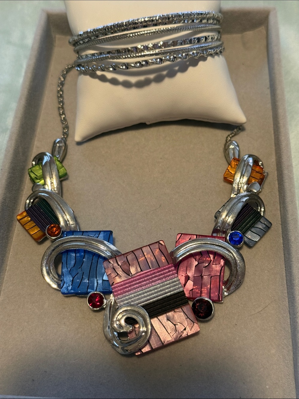 Multicolor Statement Necklace Set- Contemporary Women's Jewelry